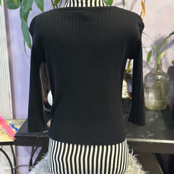 Black Ribbed Button-Up Sweater - Picture 2 of 3